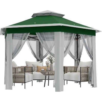 Outdoor Patio Gazebo 13'x13' With Expansion Bolts, Heavy Duty Party Tent & Shelter With 6 Zippered Mesh Netting For Backyard 9 Outdoor Patio Gazebo 13'x13' With Expansion Bolts, Heavy Duty Party Tent & Shelter With 6 Zippered Mesh Netting For Backyard - Image 7