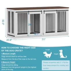 71inch Dual Dog Crate Furniture - Heavy Duty Wooden Kennel W/Sliding Barn Doors & Divider, TV Stand For Large Breeds -House Beautiful GUEST cc20748a c8d5 4e61 baa4 1ea80eb27735
