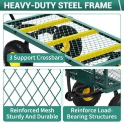Heavy Duty Steel Garden Cart,550 LBS Capacity 3-in-1 Pullable Metal Wagon With 10" Pneumatic Wheels,180°Rotating Handle & Removable Sides, Green -House Beautiful GUEST cc9abbfc 4079 4a0c a62d 8bb3d9cc1c51