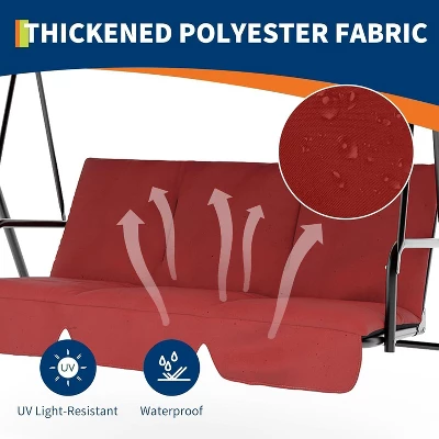 Outdoor Porch Swing Chair With Adjustable Canopy For Adults 3 Seat Glider Bench With Thickened Cushions, Durable Frame 9 Outdoor Porch Swing Chair With Adjustable Canopy For Adults 3 Seat Glider Bench With Thickened Cushions, Durable Frame - Image 7