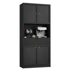 Kitchen Pantry Cabinet, 70" Tall Pantry Storage Cabinet With Countertop, Fluted Tall Cabinets With Doors And Drawer, Freestanding Cupboard 21 Kitchen Pantry Cabinet, 70" Tall Pantry Storage Cabinet With Countertop, Fluted Tall Cabinets With Doors And Drawer, Freestanding Cupboard -House Beautiful GUEST cd031418 6a04 4edf 89ea 3561edf6f318