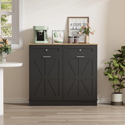 Double Tilt Out Trash Cabinet 20 Gallon,Dual Kitchen Wood Trash Can With Hideaway Drawers,Hidden Pet-Proof Garbage Can Laundry Hamper 3 Double Tilt Out Trash Cabinet 20 Gallon,Dual Kitchen Wood Trash Can With Hideaway Drawers,Hidden Pet-Proof Garbage Can Laundry Hamper