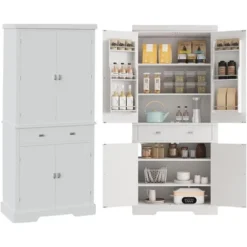 Jojoka 72''Kitchen Pantry Cabinet,Tall Storage Cabinet With 4 Doors And 1 Drawer,Cupboard With 6 Hanging Shelves -House Beautiful GUEST cd9ce4d7 fd28 4783 a0d3 33baf2524912