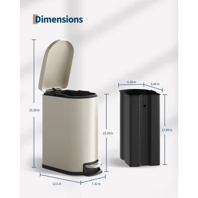 Metal Step Trash Can, Slim Bathroom Garbage Bin With Soft Close Lid & Inner Bucket, Leak-Proof Small Trash Can For Bathroom, Bedroom, Office 4 Metal Step Trash Can, Slim Bathroom Garbage Bin With Soft Close Lid & Inner Bucket, Leak-Proof Small Trash Can For Bathroom, Bedroom, Office - Image 2