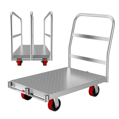2-in-1 Heavy Duty Panel Truck Cart, All Steel Platform Truck, 2200 Lbs Capacity, 1 Front & 2 Side Railings, 4 Casters 9 2-in-1 Heavy Duty Panel Truck Cart, All Steel Platform Truck, 2200 Lbs Capacity, 1 Front & 2 Side Railings, 4 Casters - Image 7