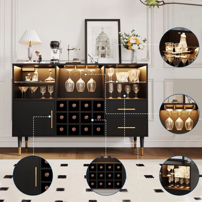 Modern Wood Coffee Bar With Storage, Sideboard Buffet Cabinet For Living Room, Dining Room, Apartments 9 Modern Wood Coffee Bar With Storage, Sideboard Buffet Cabinet For Living Room, Dining Room, Apartments - Image 7