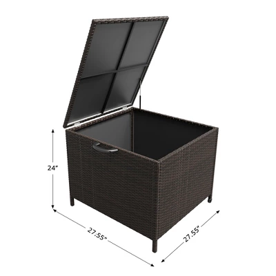 80Gallon Capacity Brown Outdoor Wicker Storage Box, Garden Deck Bin With Steel Frame, Rattan Storage Box With Lid, Ideal For Storing Tools,Accessories 3 80Gallon Capacity Brown Outdoor Wicker Storage Box, Garden Deck Bin With Steel Frame, Rattan Storage Box With Lid, Ideal For Storing Tools,Accessories