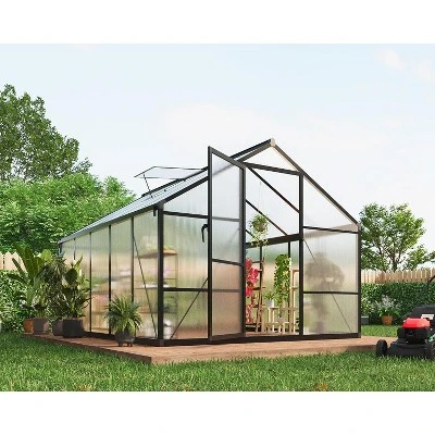 8x10 FT Aluminum Large Walk-in Green House Polycarbonate Greenhouse With Roof Vent Ground Nails Lockable Push Door 11 8x10 FT Aluminum Large Walk-in Green House Polycarbonate Greenhouse With Roof Vent Ground Nails Lockable Push Door - Image 9