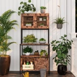 5 Tier Industrial Baker's Rack With Power Outlets, 63'' Tall Microwave Oven Stand With Cabinets & Open Shelves -House Beautiful GUEST cfb58743 8378 49df a6a7 3540e7c2f15e