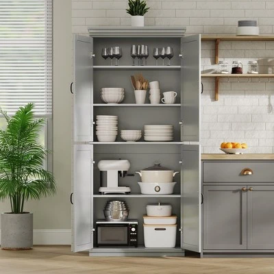Pantry Cabinet,70" Tall Kitchen Pantry Cabinets With 2 Doors And 3 Adjustable Shelves, Freestanding Cupboard, Modern Storage Cabinet 5 Pantry Cabinet,70" Tall Kitchen Pantry Cabinets With 2 Doors And 3 Adjustable Shelves, Freestanding Cupboard, Modern Storage Cabinet - Image 3