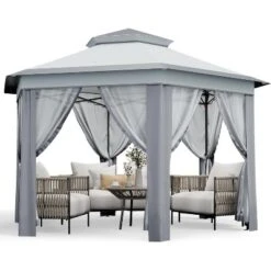 Outdoor Patio Gazebo 13'x13' With Expansion Bolts, Heavy Duty Party Tent & Shelter With 6 Zippered Mesh Netting For Backyard 15 Outdoor Patio Gazebo 13'x13' With Expansion Bolts, Heavy Duty Party Tent & Shelter With 6 Zippered Mesh Netting For Backyard -House Beautiful GUEST d0cf6791 64b3 4940 b852 01f4d7693d6e