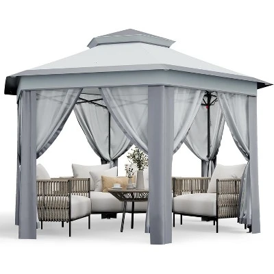 Outdoor Patio Gazebo 13'x13' With Expansion Bolts, Heavy Duty Party Tent & Shelter With 6 Zippered Mesh Netting For Backyard 8 Outdoor Patio Gazebo 13'x13' With Expansion Bolts, Heavy Duty Party Tent & Shelter With 6 Zippered Mesh Netting For Backyard - Image 6