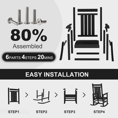 Adirondack Outdoor Rocking Chair, All Weather HDPE Plastic Patio Rocker Chair With Wide Armrests 5 Adirondack Outdoor Rocking Chair, All Weather HDPE Plastic Patio Rocker Chair With Wide Armrests - Image 3