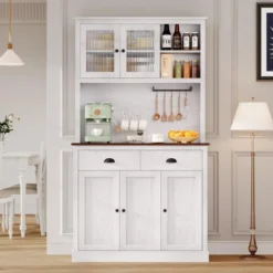 71" Kitchen Pantry Cabinet, Tall Storage Cabinet With Doors And Shelves & Drawer, Farmhouse Kitchen Hutch With Microwave Stand 15 71" Kitchen Pantry Cabinet, Tall Storage Cabinet With Doors And Shelves & Drawer, Farmhouse Kitchen Hutch With Microwave Stand -House Beautiful GUEST d13b5b2f bd60 4f9f bba7 94976ce6761c