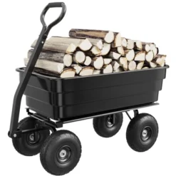 Poly Dump Cart – 4 Cu.Ft. Heavy Duty Garden Cart With 600 LBS Capacity, 10" No-Flat Tires & 180° Rotating Handle, Green -House Beautiful GUEST d1cd532c 28f9 4551 88bc f80cf6b9c5c1 1