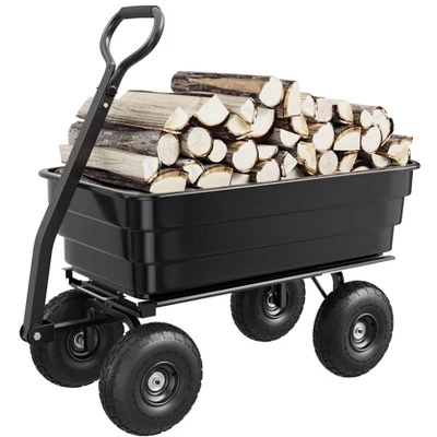 Garden Dump Cart, Utility Wagon With 180° Adjustable Handle, All Terrain Tires, Quick Release, Poly Yard Cart 8 Garden Dump Cart, Utility Wagon With 180° Adjustable Handle, All Terrain Tires, Quick Release, Poly Yard Cart - Image 6