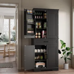 Jojoka Tall Cabinet With Drawer,6 Doors And Adjustable Shelves,Kitchen Pantry Storage Cabinet For Dining Room -House Beautiful GUEST d1f207cb e1ee 4892 ac91 c5d07226f777