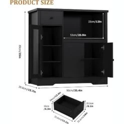 Kitchen Microwave Cabinets With Storage, Buffet Cabinet Sideboard With 3 Doors,1 Drawer And Adjustable Shelves, Pantry Storage Cabinet For Kitchen