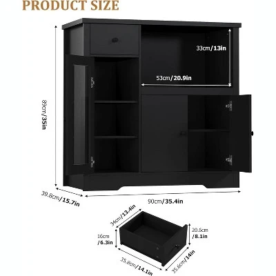 Kitchen Microwave Cabinets With Storage, Buffet Cabinet Sideboard With 3 Doors,1 Drawer And Adjustable Shelves, Pantry Storage Cabinet For Kitchen 3 Kitchen Microwave Cabinets With Storage, Buffet Cabinet Sideboard With 3 Doors,1 Drawer And Adjustable Shelves, Pantry Storage Cabinet For Kitchen