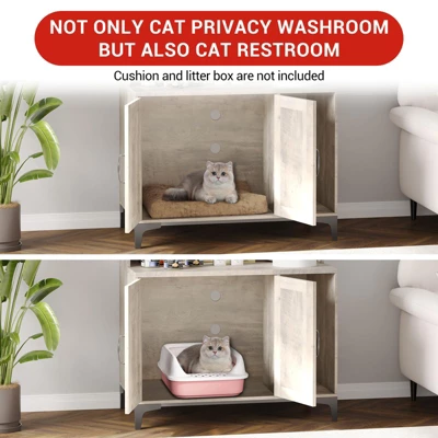 Cat Litter Box Enclosure With 4 Shelves & Storage Cabinet, 51.1 Inch Tall Hidden Cat Furniture With Scratch Pad, Multi-Functional Indoor Cat House 10 Cat Litter Box Enclosure With 4 Shelves & Storage Cabinet, 51.1 Inch Tall Hidden Cat Furniture With Scratch Pad, Multi-Functional Indoor Cat House - Image 8