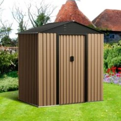 6x4 FT Outdoor Metal Garden Shed,Waterproof, Anti-UV Storage Shed With Sloping Roof & Vents For Backyard, Patio, Poolside 15 6x4 FT Outdoor Metal Garden Shed,Waterproof, Anti-UV Storage Shed With Sloping Roof & Vents For Backyard, Patio, Poolside -House Beautiful GUEST d277b1a1 f52f 46e1 8441 3a65cedca183
