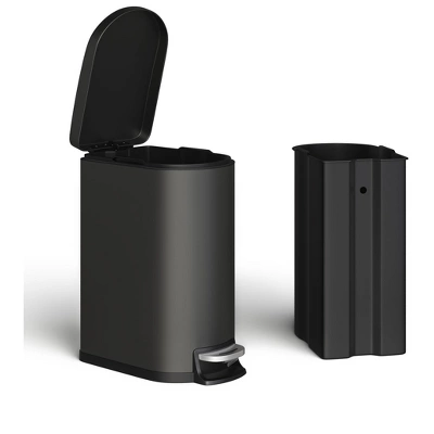 13 Gal (50L) And 2.6 Gal (10L) Stainless Steel Trash Can Combo Set, Rustproof Garbage Can With Lid For Kitchen And Bathroom, Step-on Trash Bin 8 13 Gal (50L) And 2.6 Gal (10L) Stainless Steel Trash Can Combo Set, Rustproof Garbage Can With Lid For Kitchen And Bathroom, Step-on Trash Bin - Image 6