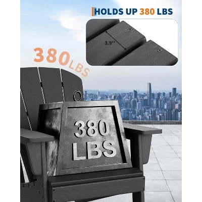 Outdoor Adirondack Chairs, HDPE Patio Chairs For All Weather, Heavy Duty Fire Pit Seating With Wide Armrests And Slatted Back 6 Outdoor Adirondack Chairs, HDPE Patio Chairs For All Weather, Heavy Duty Fire Pit Seating With Wide Armrests And Slatted Back - Image 4