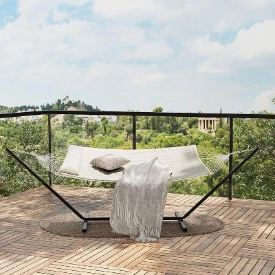 Jojoka Curved-Bar 2 Person Hammock With Stand,Detachable Pillow,Portable Carrying Bag For Outdoor 9 Jojoka Curved-Bar 2 Person Hammock With Stand,Detachable Pillow,Portable Carrying Bag For Outdoor - Image 7