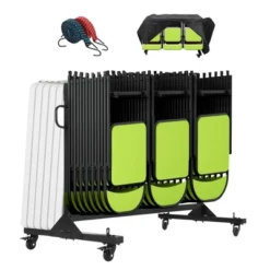 Folding Chair Dolly Cart On Wheels, Adjustable Metal Rack With Cover, Holds Chairs Or Tables -House Beautiful GUEST d3e9f1d8 0a9a 4bfe ab46 64ed4b67bc10