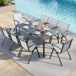 71" Outdoor Aluminum Patio Dining Table W/Umbrella Hole, Aluminum Patio Table 13 71" Outdoor Aluminum Patio Dining Table W/Umbrella Hole, Aluminum Patio Table -House Beautiful GUEST d41f85c4 ed75 40e2 887d 1a882c3199c7