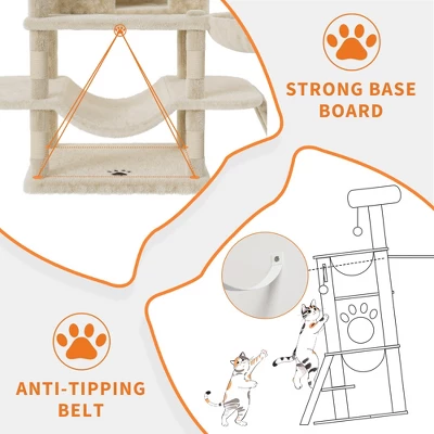 Large Multi-Level Cat Tree 68.5 Inches Heavy Duty Cat Tower For Indoor Large Cats 20 Lbs+ 4 Large Multi-Level Cat Tree 68.5 Inches Heavy Duty Cat Tower For Indoor Large Cats 20 Lbs+ - Image 2