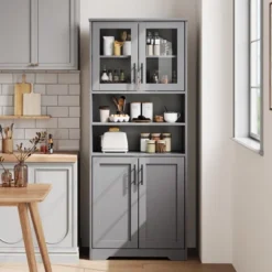 67" Tall Storage Cabinet, Pantry Cabinets With Glass Doors And Adjustable Shelves, Freestanding Kitchen Cupboard For Living Room, Dining Room -House Beautiful GUEST d4dbd78d 261d 4323 af29 82c366170293