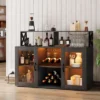 Freestanding Liquor Cabinet Bar For Home Living Room, Office, Dining Room, Kitchen Sideboard Bar Cabinet With LED Lights