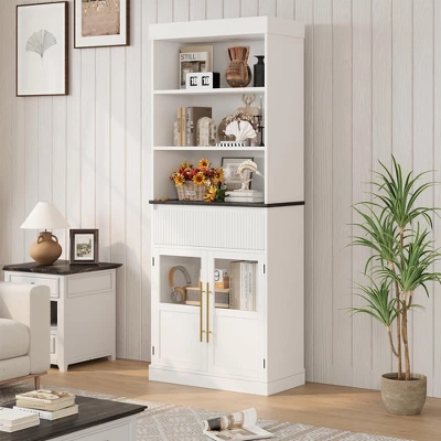 70" Kitchen Pantry Cabinet, Tall Storage Cabinets With Drawer & 2 Glass Doors And 3 Shelves, Floor Cabinet 9 70" Kitchen Pantry Cabinet, Tall Storage Cabinets With Drawer & 2 Glass Doors And 3 Shelves, Floor Cabinet - Image 7