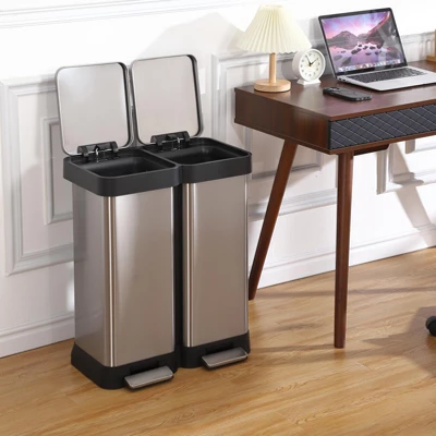 16 Gallon (60L) Stainless Steel Dual Compartment Trash & Recycling Bin | Fingerprint - Resistant 3 16 Gallon (60L) Stainless Steel Dual Compartment Trash & Recycling Bin | Fingerprint - Resistant