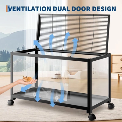 38" Metal Large Rat Cage Stackable With Top Access,Ventilated Pet Mouse Cages With Front Door,Portable Hamster House For Rats, Guinea Pigs 7 38" Metal Large Rat Cage Stackable With Top Access,Ventilated Pet Mouse Cages With Front Door,Portable Hamster House For Rats, Guinea Pigs - Image 5