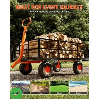 Heavy Duty Steel Garden Cart 1200 LBS Capacity 3 In 1 Pullable Garden Wagon With 13" Wheels For Gardening Soil Tools & Plant Transport 9 Heavy Duty Steel Garden Cart 1200 LBS Capacity 3 In 1 Pullable Garden Wagon With 13" Wheels For Gardening Soil Tools & Plant Transport - Image 7