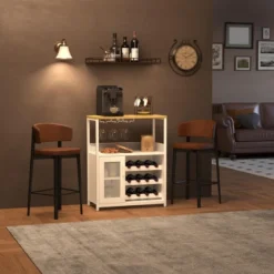 3-Tier Wine & Coffee Bar Cabinet With Storage Door, Liquor Cabinet With Wine Rack & Glass Holder For Kitchen, Dining Room, Living Room, White 12 3-Tier Wine & Coffee Bar Cabinet With Storage Door, Liquor Cabinet With Wine Rack & Glass Holder For Kitchen, Dining Room, Living Room, White -House Beautiful GUEST d5c0a223 b2ba 44f9 9868 3faee70f226e