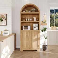 72" Tall Arched Pantry Cabinet With Doors, 5-Tier Kitchen Storage Cabinet With Adjustable Shelves, Wooden Pantry Cabinet -House Beautiful GUEST d609205b 175c 4bfa beaf be4a0e2f535c