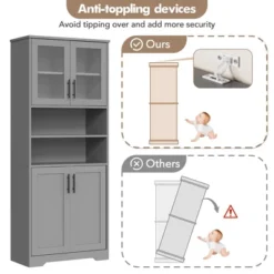 67" Tall Storage Cabinet, Pantry Cabinets With Glass Doors And Adjustable Shelves, Freestanding Kitchen Cupboard For Living Room, Dining Room -House Beautiful GUEST d69172ae c887 4d6a aeca 4c24e3e9d862