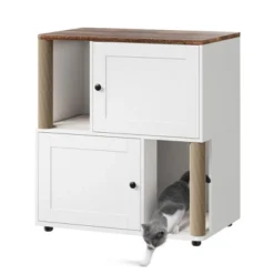 Double Layer Cat Litter Box Enclosure For 2 Cats, Hidden Litter Box Furniture With Cat Scratching Post And Board, 2 Story Wooden Cats Washroom Or Bed -House Beautiful GUEST d6dbd6ce 462f 4150 909a 9be40609daca