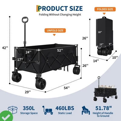 Heavy Duty Foldable Wagon For Beach Extra Large Collapsible Foldable Wagon For Camping 4 Heavy Duty Foldable Wagon For Beach Extra Large Collapsible Foldable Wagon For Camping - Image 2