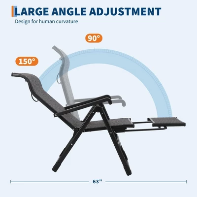 Adjustable Reclining Lounge Chair With Footrest, Folding Patio Chair For Poolside, Garden, Backyard, Outdoor Relax 5 Adjustable Reclining Lounge Chair With Footrest, Folding Patio Chair For Poolside, Garden, Backyard, Outdoor Relax - Image 3