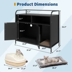 Cat Litter Box Enclosure With Metal Frame And Dual Storage Shelves -House Beautiful GUEST d758554b 388e 4f29 b118 d431cd141606 1