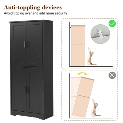 70 Inch Tall Kitchen Pantry Cabinet, Freestanding Storage Cabinet With 4 Doors 9 70 Inch Tall Kitchen Pantry Cabinet, Freestanding Storage Cabinet With 4 Doors - Image 7