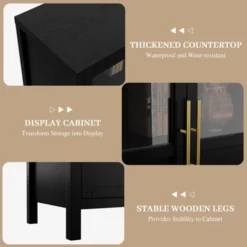 Sideboard Buffet Cabinet With 4 Glass Doors, 55" Buffet Table Coffee Bar Wine Bar Display Cabinet -House Beautiful GUEST d7a4d559 afaa 4d94 b329 9f0ac505cc38