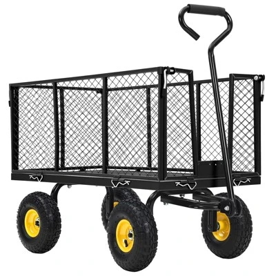 Heavy Duty Steel Garden Wagon Pullable Cart With 180¡ã Rotating Handle And Removable Sides For Farm 10 Heavy Duty Steel Garden Wagon Pullable Cart With 180¡ã Rotating Handle And Removable Sides For Farm - Image 8