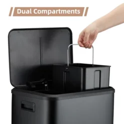 8 Gallon Dual Trash Can, Stainless Steel Kitchen Waste Bin, High-Capacity Hands Free Garbage Can Heavy Duty Brushed For Home Kitchen -House Beautiful GUEST d7c376fe 096e 48a2 8323 11911544d0cb 1