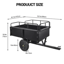 750 Lbs Heavy-Duty Steel Dump Cart - 15 Cubic Feet Garden Utility Trailer With Removable Sides, Hand-Pull Or Foot Pedal Dumping For ATV UTV