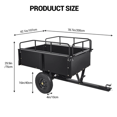 750 Lbs Heavy-Duty Steel Dump Cart - 15 Cubic Feet Garden Utility Trailer With Removable Sides, Hand-Pull Or Foot Pedal Dumping For ATV UTV 3 750 Lbs Heavy-Duty Steel Dump Cart - 15 Cubic Feet Garden Utility Trailer With Removable Sides, Hand-Pull Or Foot Pedal Dumping For ATV UTV